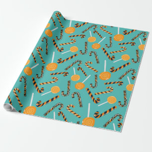 Papier Cadeau Collipop vert mer et bâtonnets emballage motif