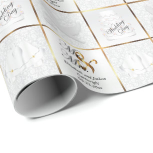 Papier Cadeau Colombes, Bells et gâteau blancs de jour du