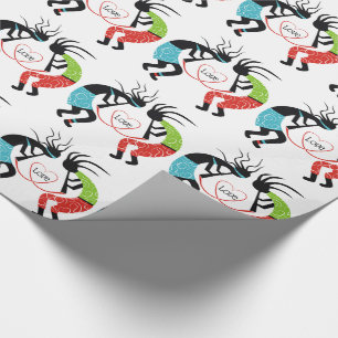 Papier Cadeau Coloré Kokopelli coeur motif