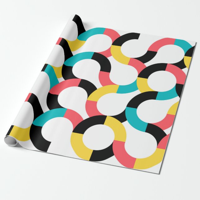 Papier Cadeau Coloré, tendance, gai, fun moderne géométrique (Déroulé)