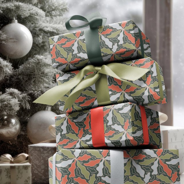 Papier Cadeau Colorful Abstract Botanical  (Colorful Abstract Botanical Wrapping Paper by Ricaso - a stunning modern holiday gift wrap )