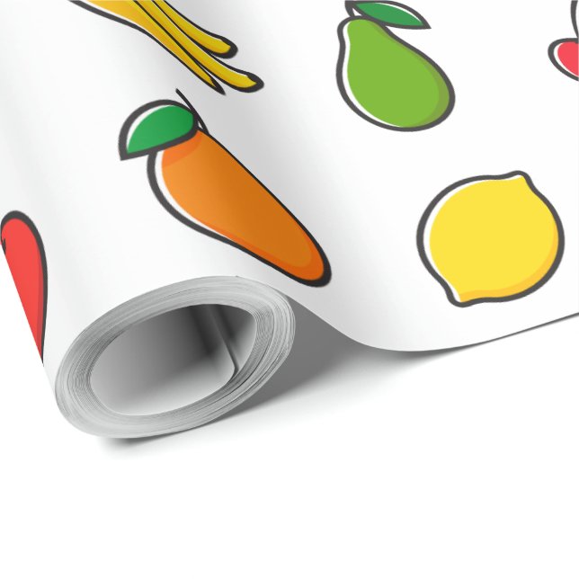 Papier Cadeau Colorful Mixed Fruit Pattern (Coin rond)