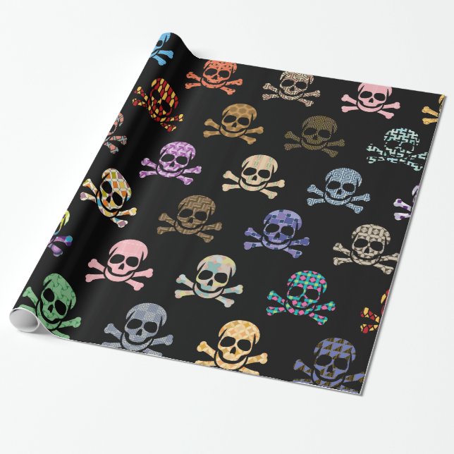 Papier Cadeau Colorful Skull (Déroulé)