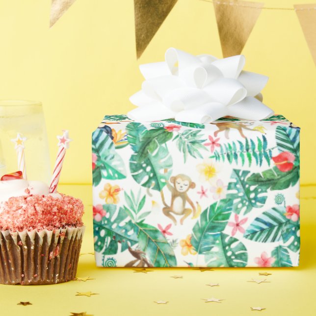 Papier Cadeau Colorful Tropical Jungle Animaux Motif (Fête d'anniversaire)