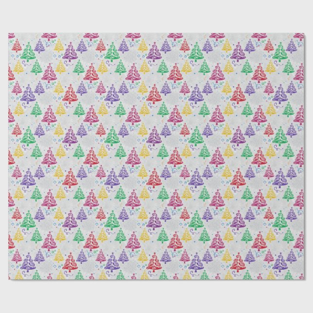 Papier Cadeau Colourful Christmas Trees Xmas (Plat)