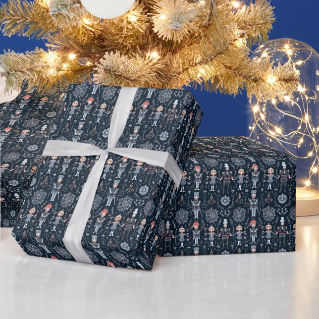 Papier Cadeau Columbine & Harlequin, Elegant Nutcracker Classic (Vacances)
