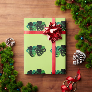 Papier Cadeau Comédie et Tragédie Théâtre Design vert