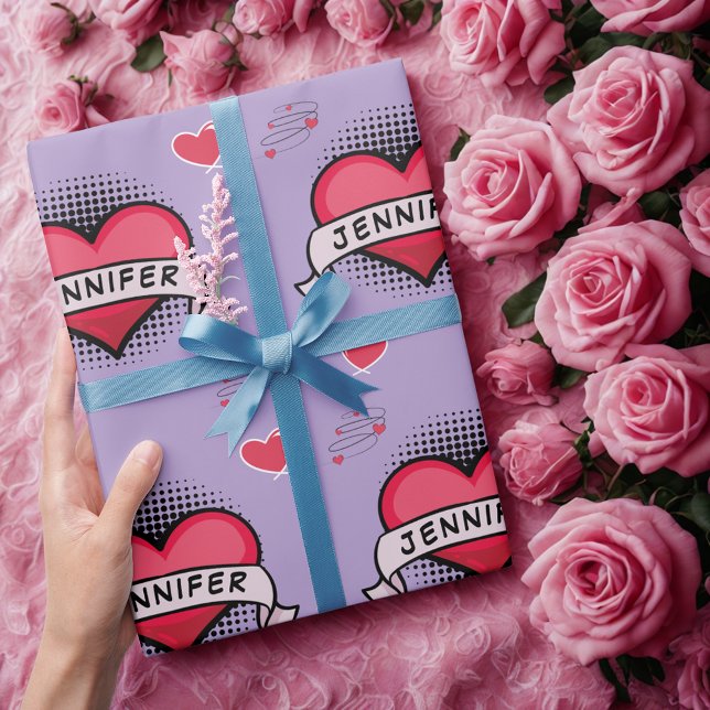 Papier Cadeau Comédie personnalisée style livre violet cadeaux d (Créateur téléchargé)
