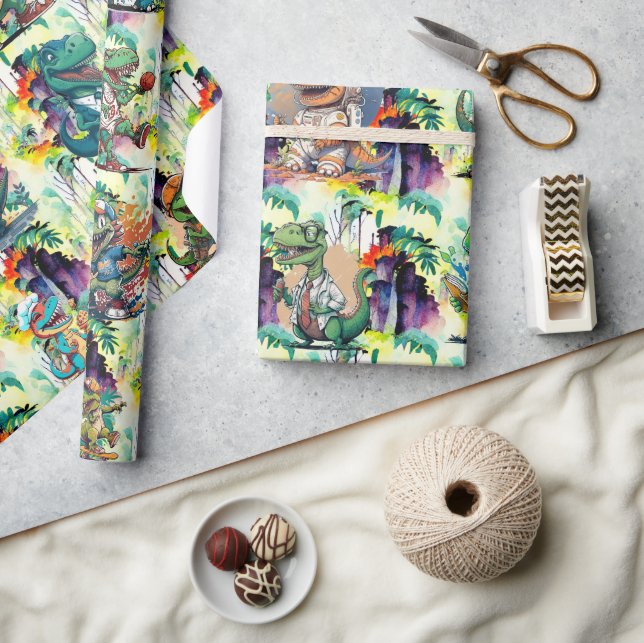 Papier Cadeau Comic Dinosaur fête d'anniversaire Comic Trex (Artisanat)