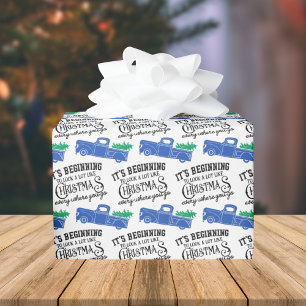 Papier Cadeau Commencer à ressembler à un camion bleu Noël