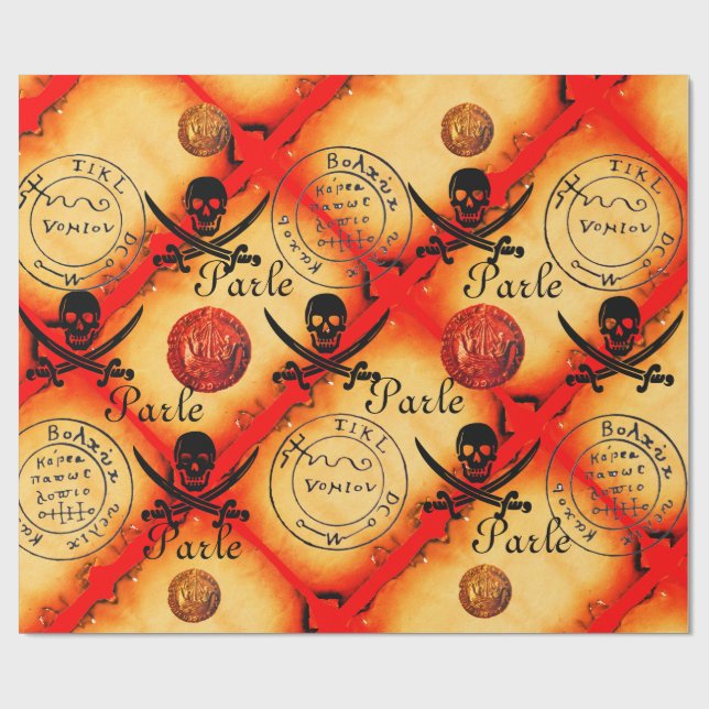 PAPIER CADEAU COMPLEXE, ÉPINES, PIRATES CARTE DU TRÉSOR PARCHEME (Plat)