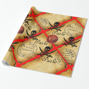PAPIER CADEAU COMPLEXE, ÉPINES, PIRATES CARTE DU TRÉSOR PARCHEME