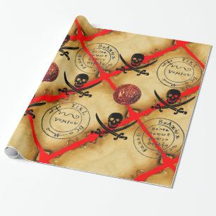 PAPIER CADEAU COMPLEXE ET ÉPÈRES, PIRATES CARTE DU TRÉSOR PARCHE