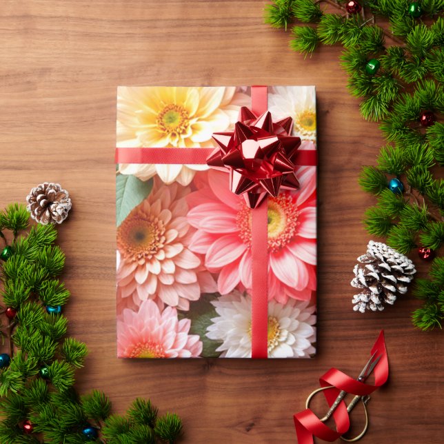 Papier Cadeau Composition de cadeau floral radieux (Cadeau de vacances)
