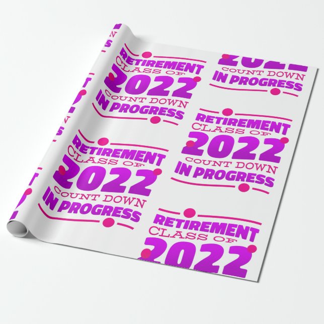 Papier Cadeau compte à rebours à la retraite 2022 drôle rose (Déroulé)