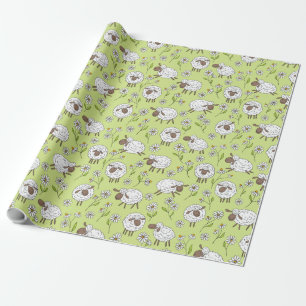 Papier Cadeau Compter les moutons sur le vert de rosée miel