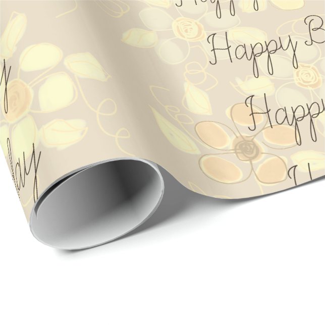 Papier Cadeau Concepteur à motifs floraux (Coin rond)