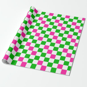 Papier Cadeau Conception à carreaux rose blanc vert
