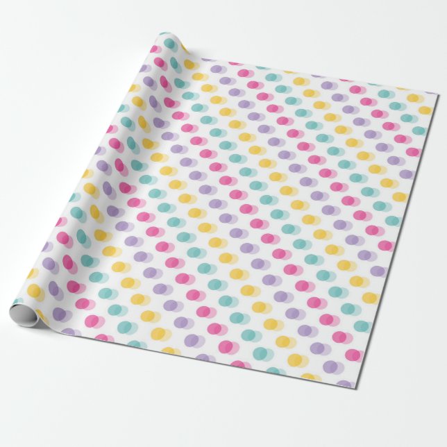 Papier Cadeau Conception à pois avec mélange de couleurs vives (Déroulé)