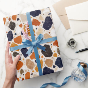 Papier Cadeau Conception Abstraite de Terrazzo Méditerranéen