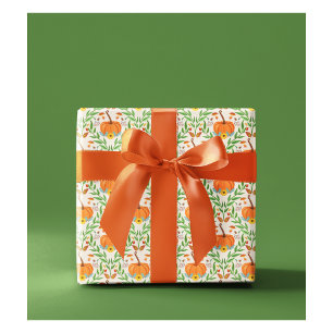 Papier Cadeau Conception Botanique de Citrouille d'Automne