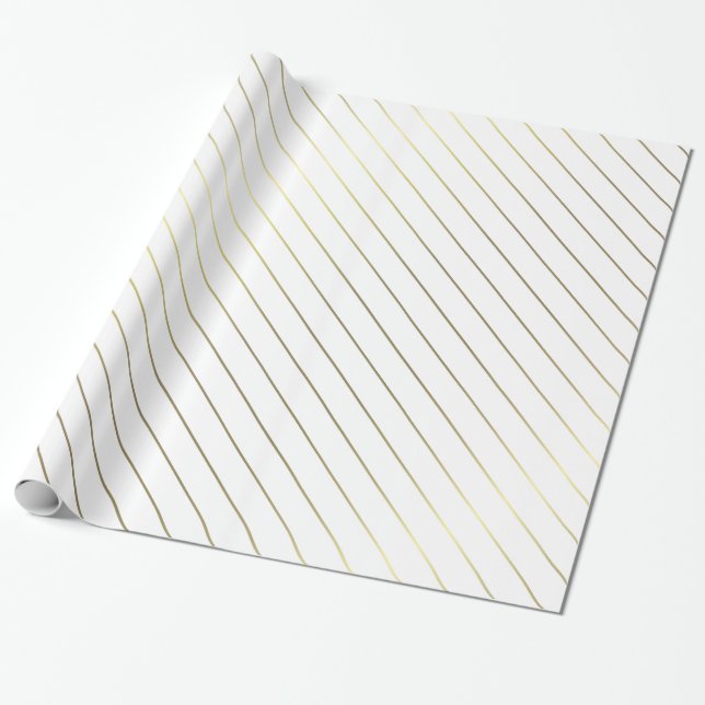 Papier Cadeau Conception brillante de charme rayé d'or élégante (Déroulé)