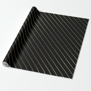 Papier Cadeau Conception brillante fascinante rayée d'or noir