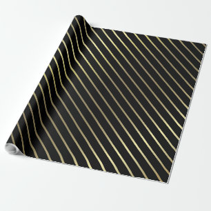 Papier Cadeau Conception brillante fascinante rayée d'or noir