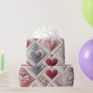 Papier Cadeau Conception Coeur Quilé