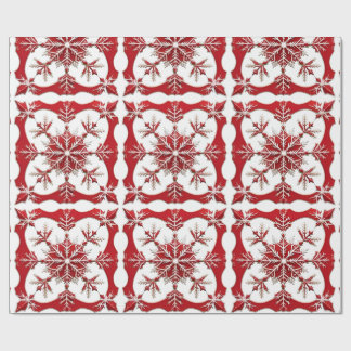 Papier Cadeau Conception complexe du flocon de neige rouge