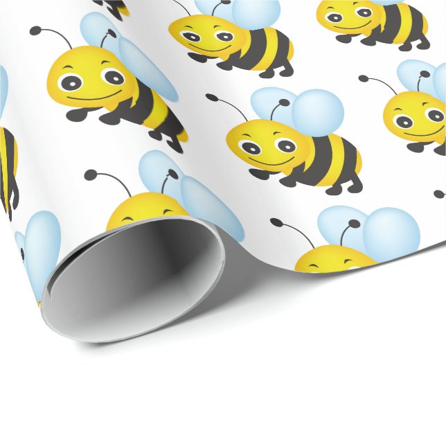 Papier Cadeau Conception d'abeilles (Coin rond)