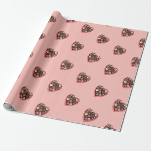 Papier Cadeau Conception de bonbons en chocolat Valentines en fo