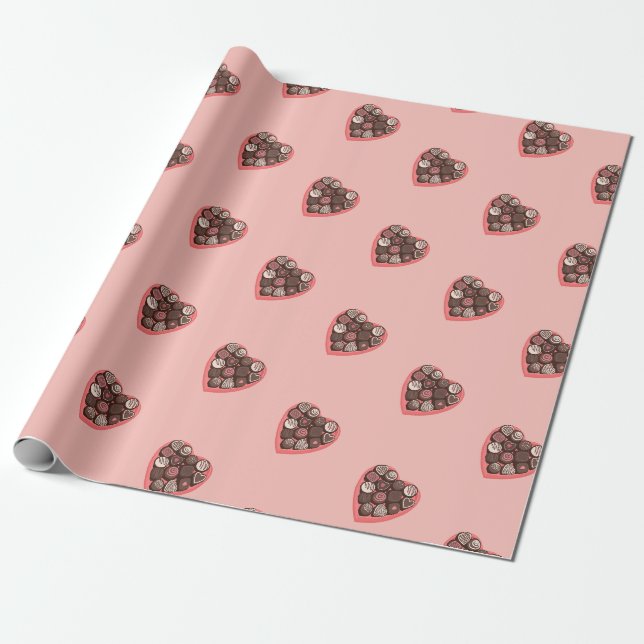 Papier Cadeau Conception de bonbons en chocolat Valentines en fo (Déroulé)