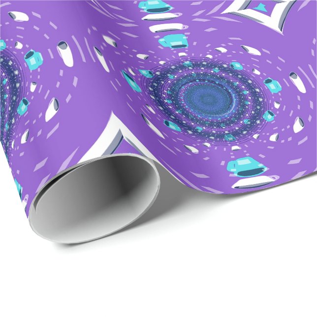 Papier Cadeau Conception de café dimensionnel violet (Coin rond)