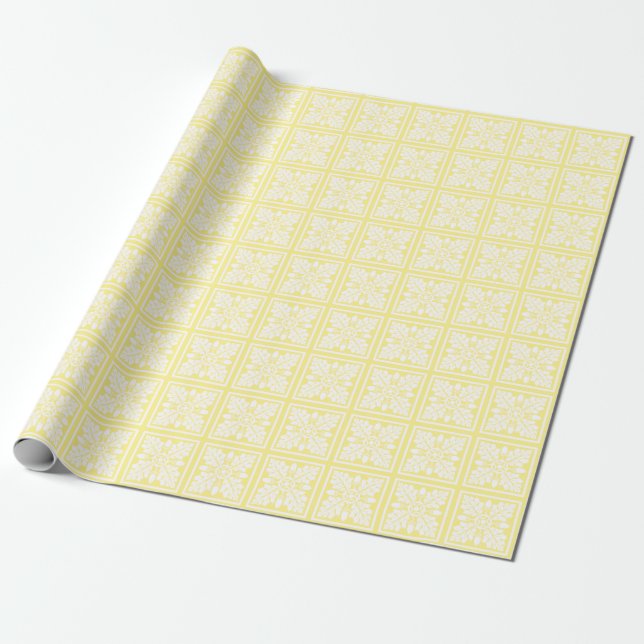 Papier Cadeau Conception de carreaux canariens et jaunes (Déroulé)
