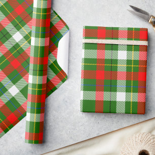 Papier Cadeau Conception de carreaux en flanelle rouge vert blan