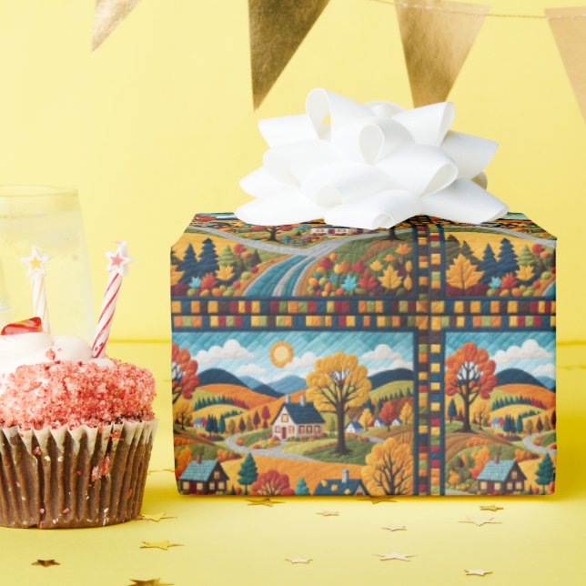 Papier Cadeau Conception de courtepointe Country Village (Fête d'anniversaire)