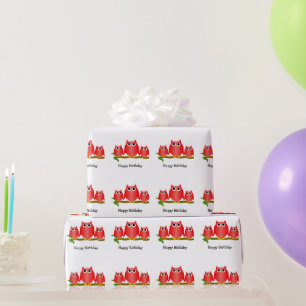 Papier Cadeau Conception de hiboux rouges Cadeau d'anniversaire