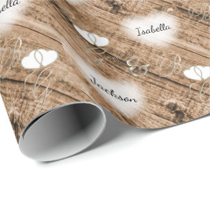 Papier Cadeau Conception de Mariage en bois Brown rustique