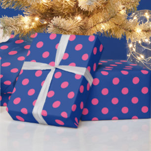 Papier Cadeau Conception de motif à pois rose sur bleu