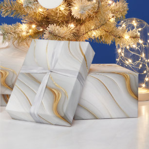 Papier Cadeau Conception de motif de marbre blanc gris élégant 
