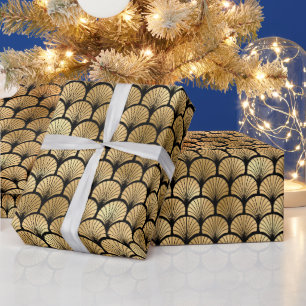Papier Cadeau Conception de motif rayonnant en éventail Art Déco