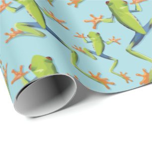 Papier Cadeau Conception de Motifs de grenouilles vertes 