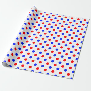 Papier Cadeau Conception de points noirs blancs rouges bleus 