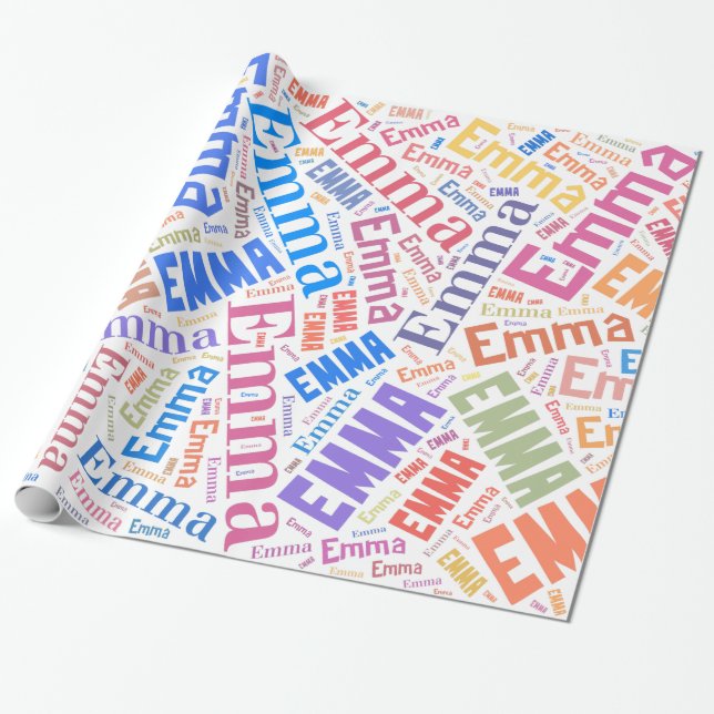 Papier Cadeau conception de texte de nom EMMA (Déroulé)