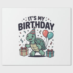 Papier Cadeau Conception de vecteur de fête de tortue d'annivers