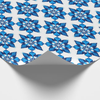 Papier Cadeau ❄ Conception d'hiver de flocon de neige bleu minim
