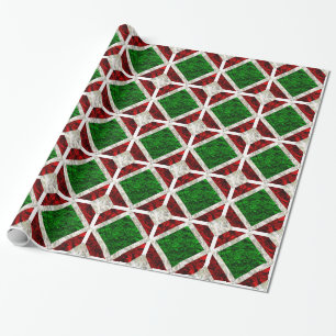 Papier Cadeau Conception d'huile d'aluminium en vert et rouge