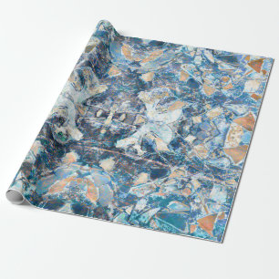 Papier Cadeau Conception ethnique de Blue Tan Bleu Tribal Classi