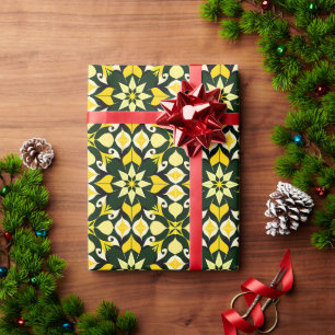 Papier Cadeau Conception florale géométrique vibrante